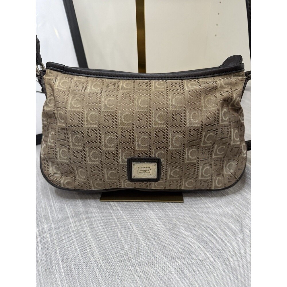 Liz Claiborne vintage Tan Brown Handbag Purse and Gold Accents